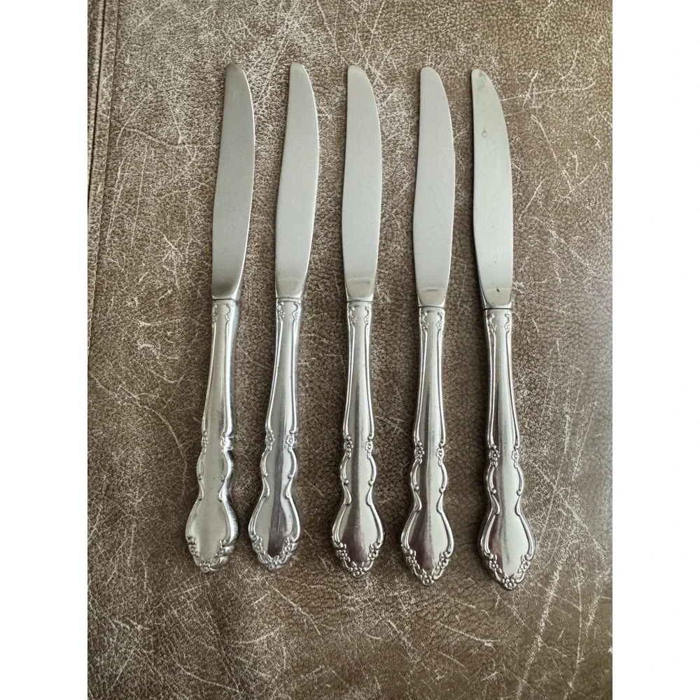 Oneida Dover‎ Cube Heirloom Flatware Salad Dinner Knives Lot Of 5
